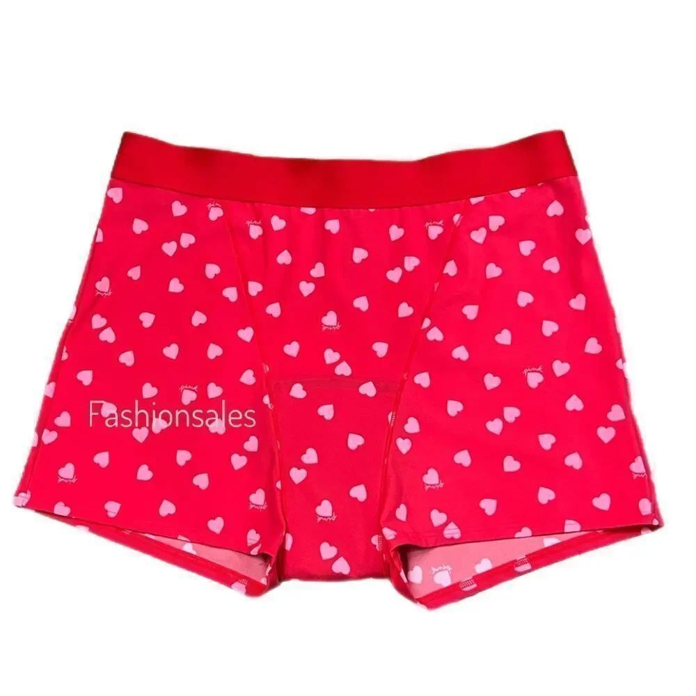 Victorias Secret Pink Boyshort Shorty Period Panty Red & pink heart